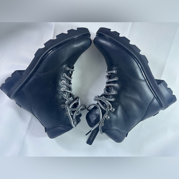 SOREL Lennox Leather Lace STKD Boot in Black Sea Salt NWT NO BOX Size:10 Women’s - Picture 7 of 15